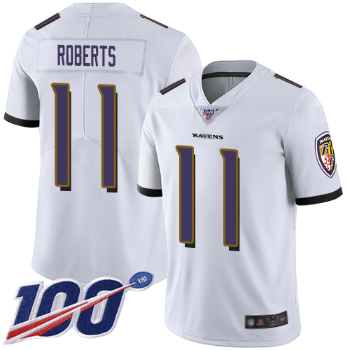 Baltimore Ravens Limited White Men Seth Roberts Road Jersey NFL Football 11 100th Season Vapor Untouchable